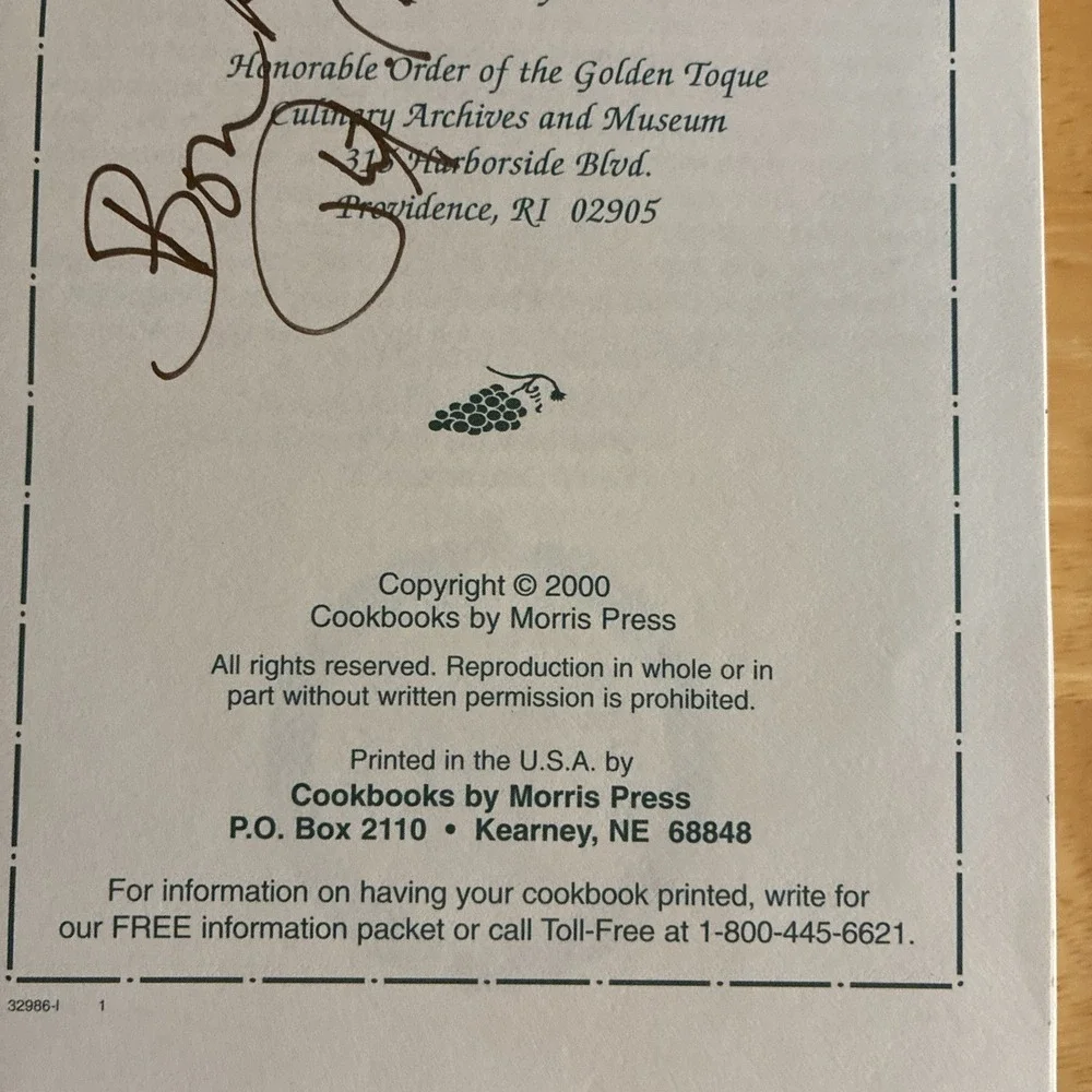 Favorite Recipes By Golden Toque Chefs &Wives 2000 Providence Rhode Island